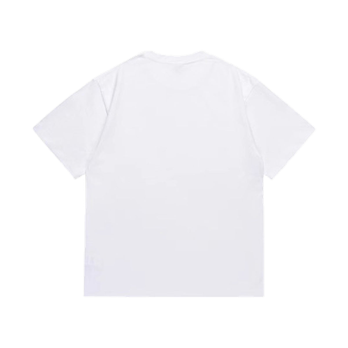White graphic T-shirt, plain back, back view