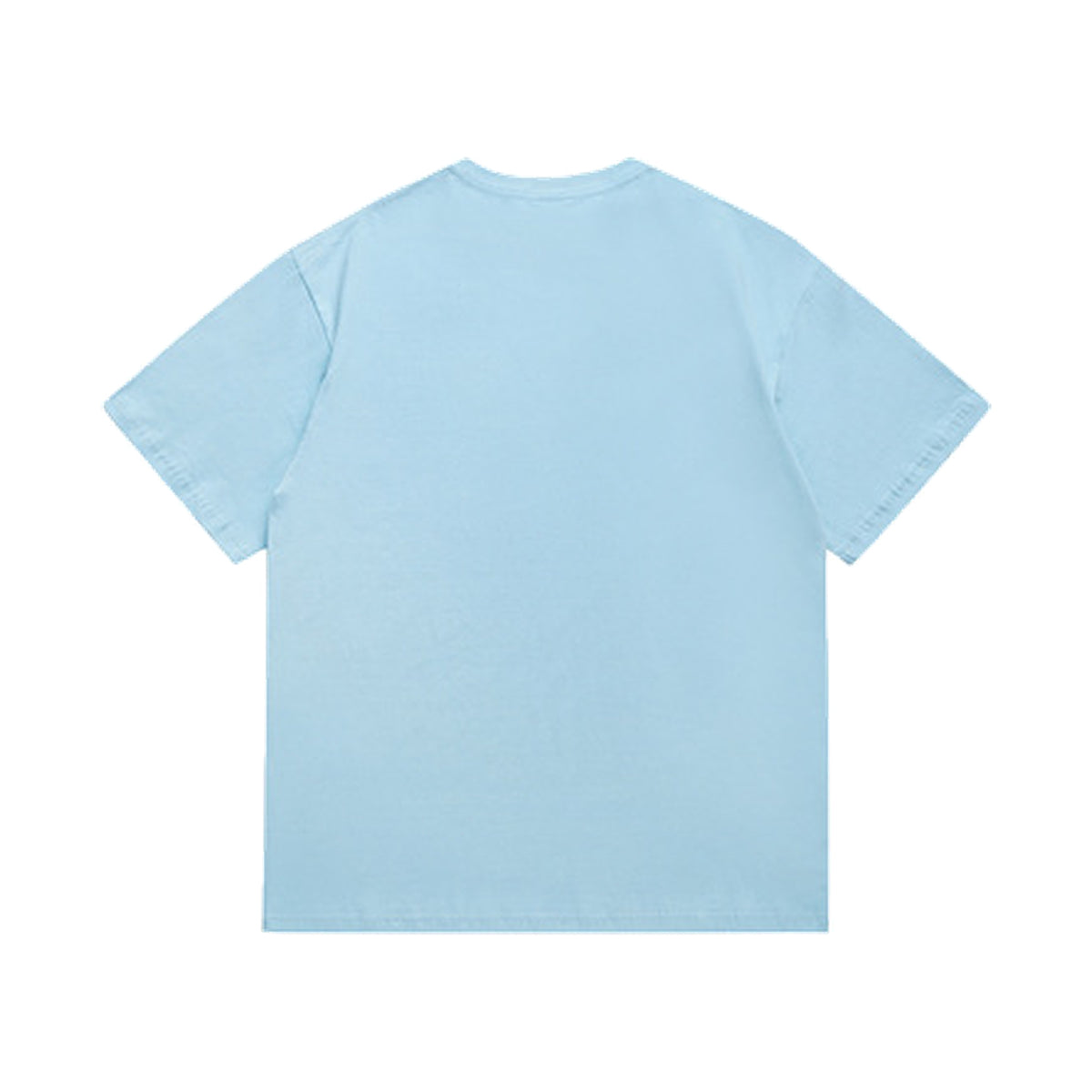 Light Blue graphic T-shirt, plain back, back view