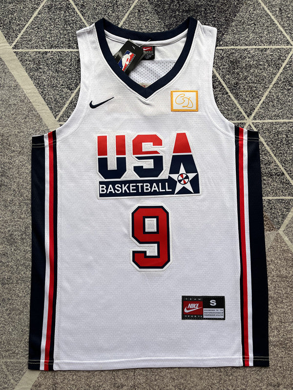 White USA Dream Team basketball jersey, full front view