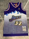 Purple Utah Jazz basketball jersey, full front view