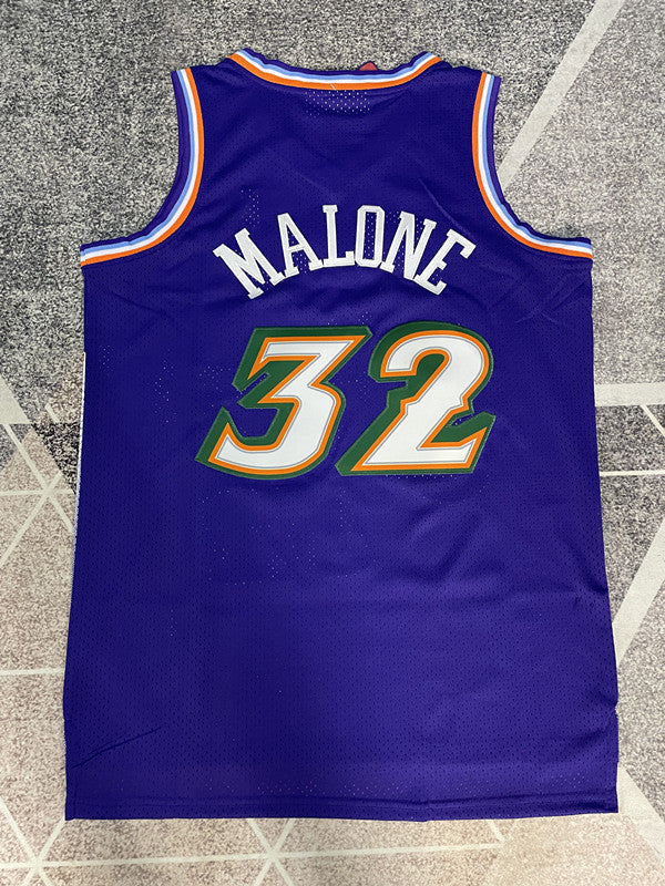 Purple Utah Jazz basketball jersey, full back view