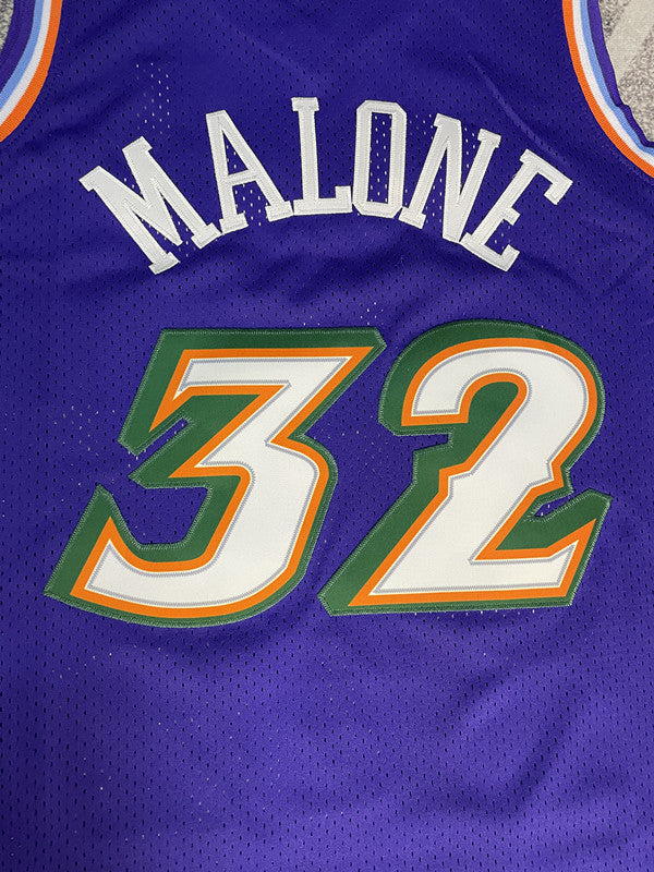 Purple Utah Jazz basketball jersey, back lettering and number detail