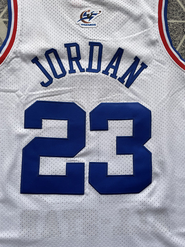 White Washington Wizards basketball jersey, back lettering and number detail
