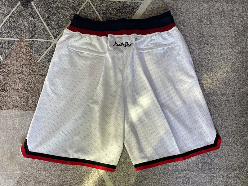 White Washington Wizards premium basketball shorts, full back view