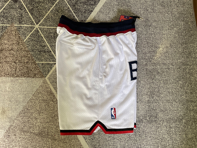 White Washington Wizards premium basketball shorts, side panel detail