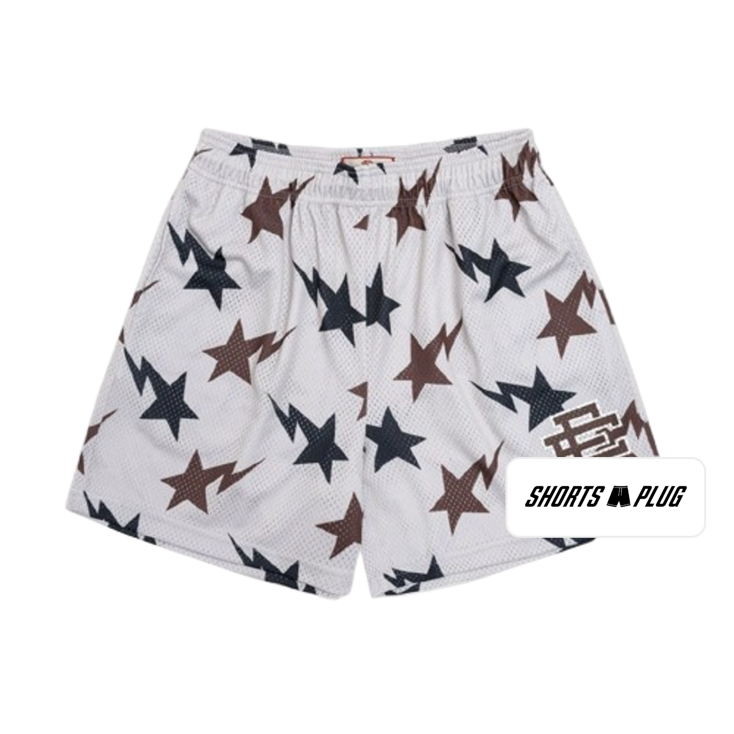 White Starfield mesh shorts - front product view